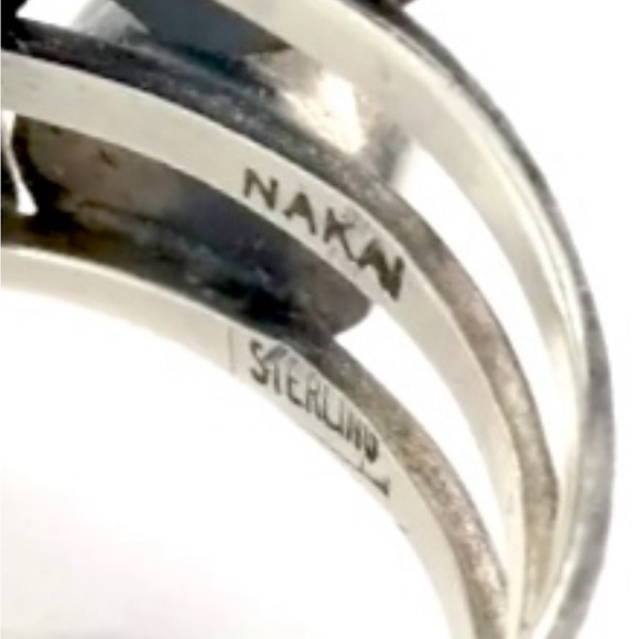 Signed - Gilo & Grace Nakai, Navajo. Vintage Multi Stone Sterling Cluster Ring - Picture 12 of 14